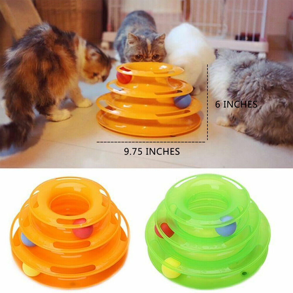 Interactive Cat Toy – 3-Level Ball Track Tower| Stacked Play Station with Rolling Balls